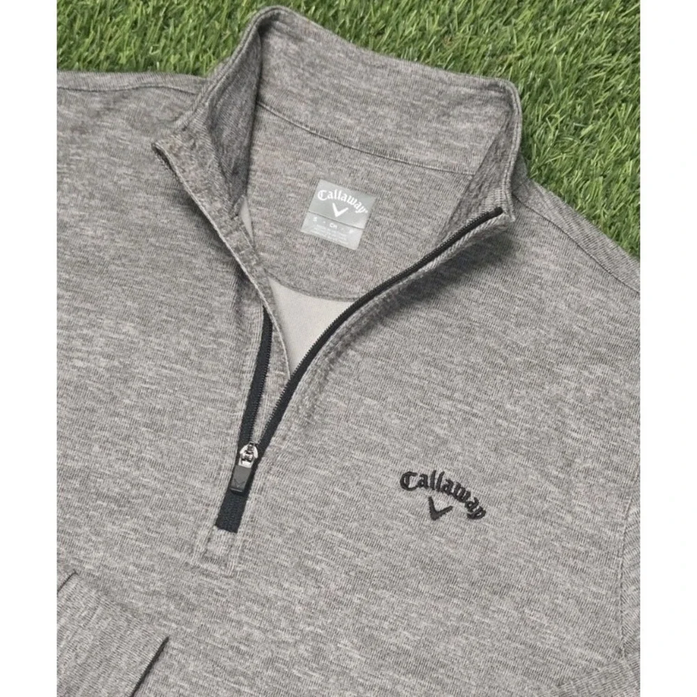Callaway Men Small S Quarter Zip Pullover Sweater Heather Gray Space Dye Golf